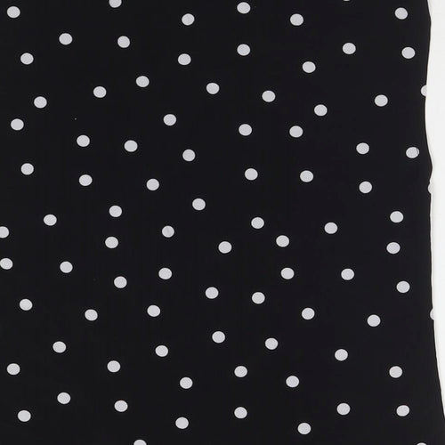 Anne Klein Womens Black Polka Dot Polyester Basic Blouse Size M V-Neck