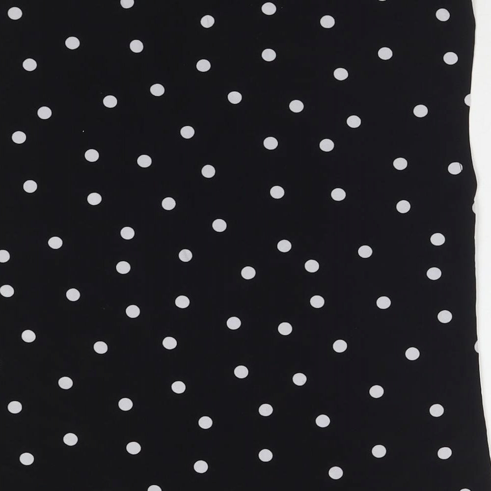 Anne Klein Womens Black Polka Dot Polyester Basic Blouse Size M V-Neck