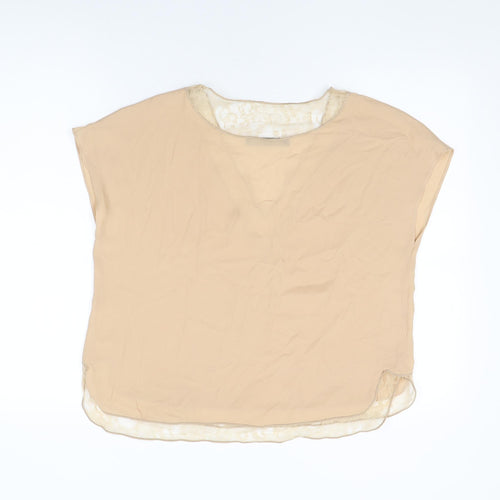 Zara Womens Beige Polyester Basic Blouse Size S V-Neck