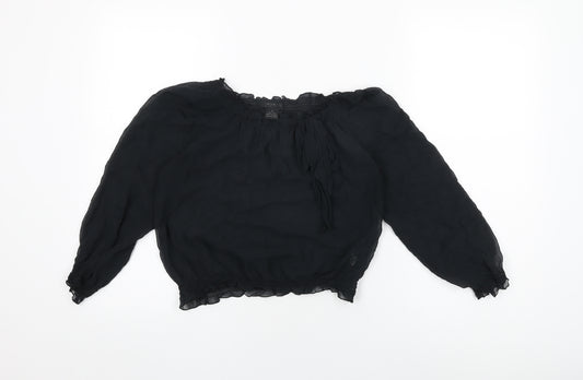 The Limited Womens Black Silk Basic Blouse Size S Round Neck