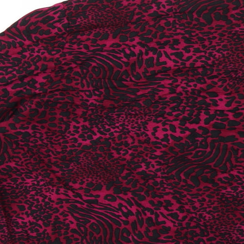 Dorothy Perkins Womens Pink Animal Print Viscose Basic Blouse Size 12 Round Neck