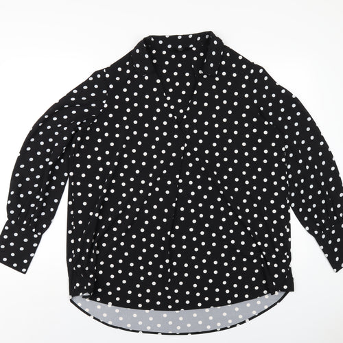 NEXT Womens Black Polka Dot Polyester Basic Blouse Size 18 Collared