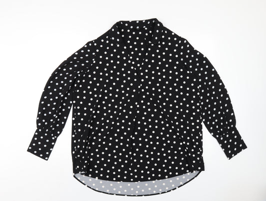 NEXT Womens Black Polka Dot Polyester Basic Blouse Size 18 Collared