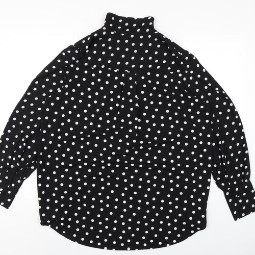 NEXT Womens Black Polka Dot Polyester Basic Blouse Size 18 Collared