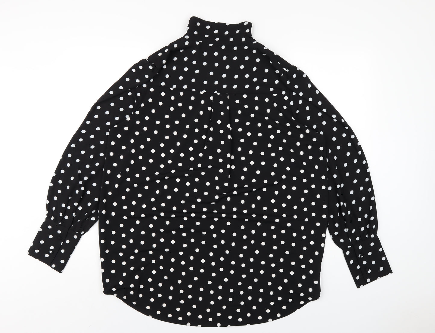 NEXT Womens Black Polka Dot Polyester Basic Blouse Size 18 Collared