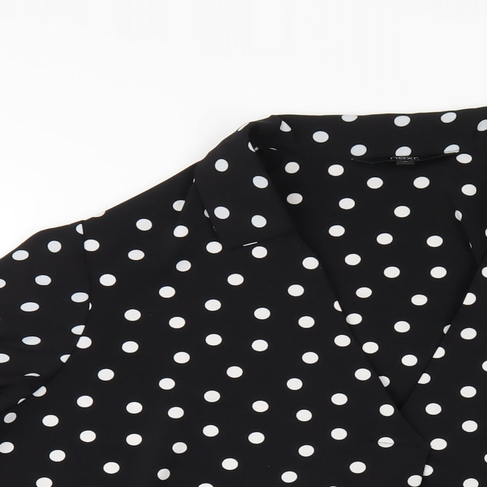 NEXT Womens Black Polka Dot Polyester Basic Blouse Size 18 Collared