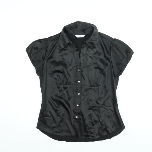 New Look Womens Black Polyester Basic Blouse Size 12 Collared