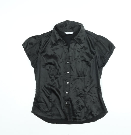 New Look Womens Black Polyester Basic Blouse Size 12 Collared