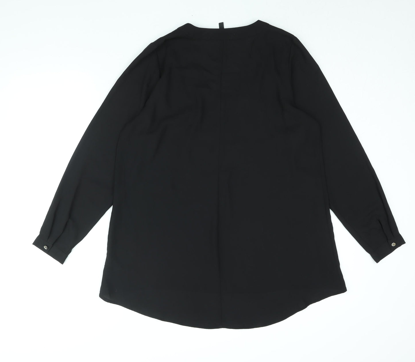 Arcadia Womens Black Polyester Basic Blouse Size 14 V-Neck