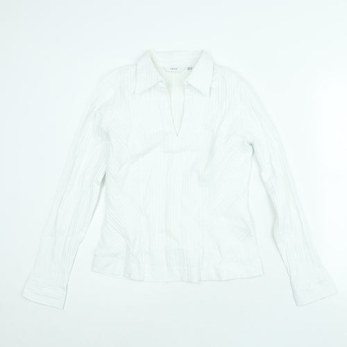 NEXT Womens White Cotton Basic Blouse Size 14 Collared