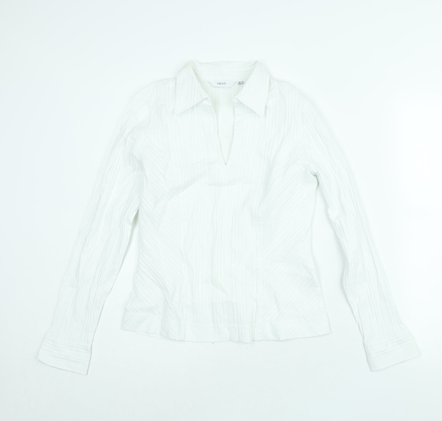 NEXT Womens White Cotton Basic Blouse Size 14 Collared