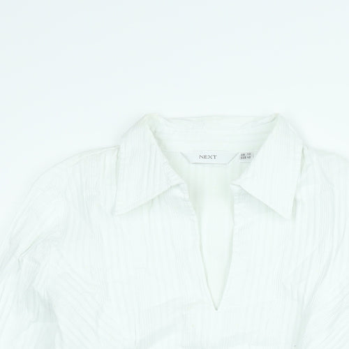 NEXT Womens White Cotton Basic Blouse Size 14 Collared