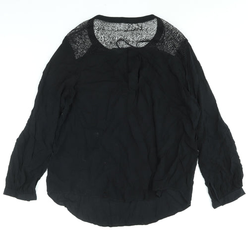 Principles Womens Black Viscose Basic Blouse Size 16 V-Neck - Lace Detail