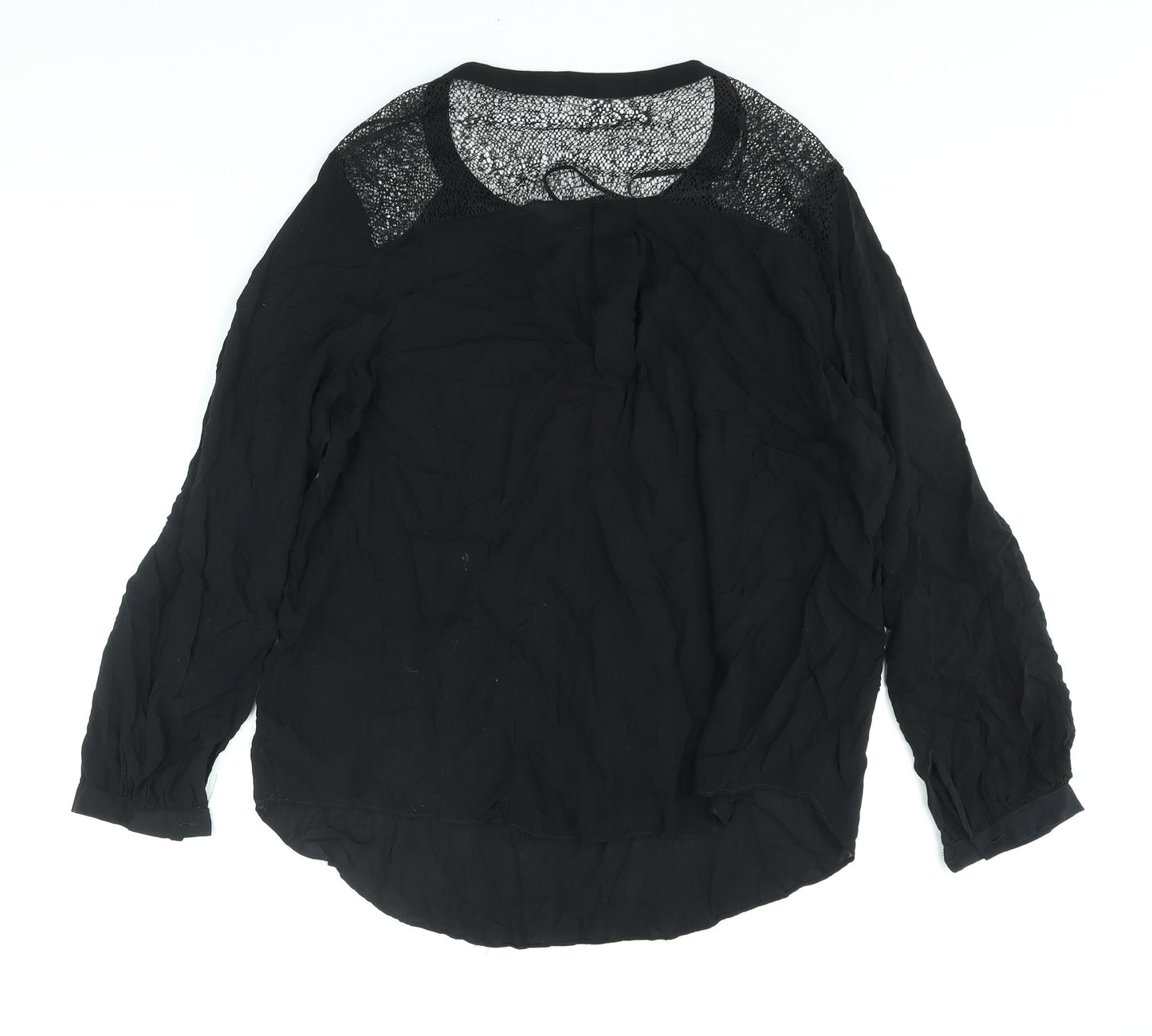 Principles Womens Black Viscose Basic Blouse Size 16 V-Neck - Lace Detail