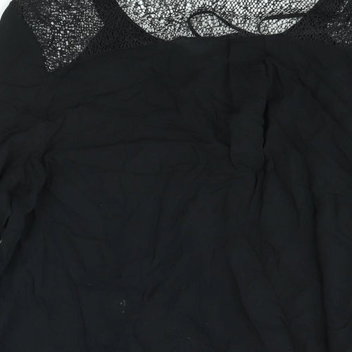 Principles Womens Black Viscose Basic Blouse Size 16 V-Neck - Lace Detail