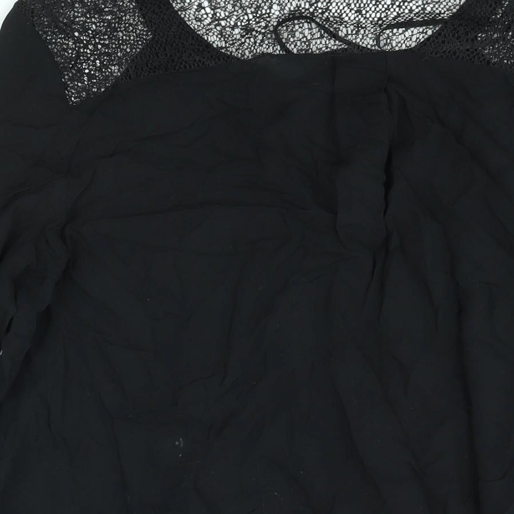 Principles Womens Black Viscose Basic Blouse Size 16 V-Neck - Lace Detail