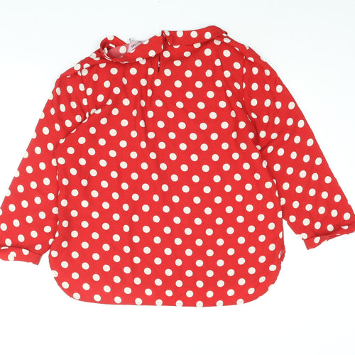 Phase Eight Womens Red Polka Dot Polyester Basic Blouse Size 12 Collared