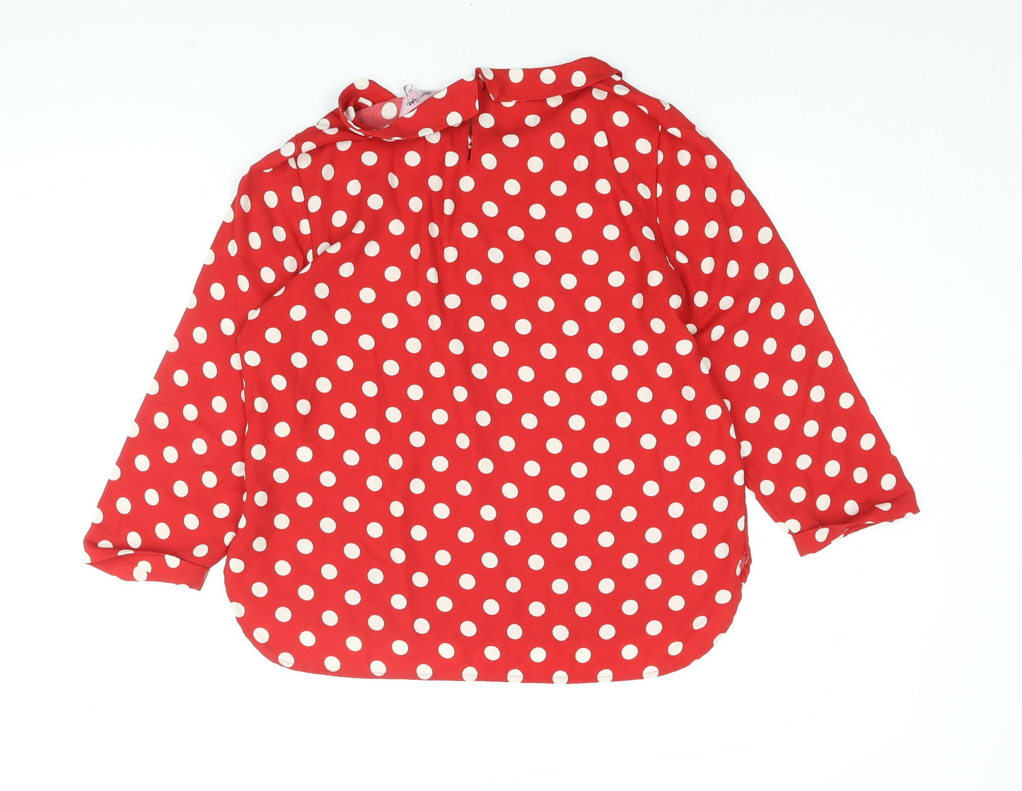 Phase Eight Womens Red Polka Dot Polyester Basic Blouse Size 12 Collared