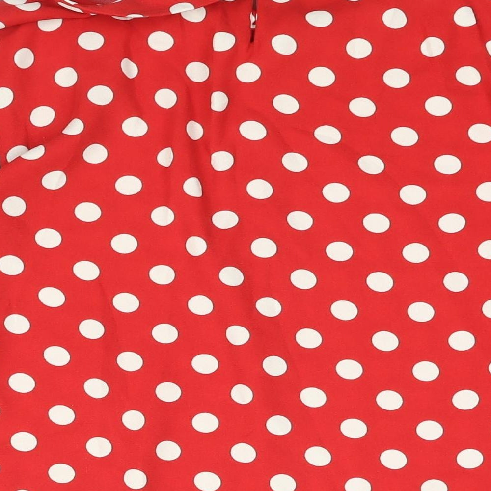 Phase Eight Womens Red Polka Dot Polyester Basic Blouse Size 12 Collared