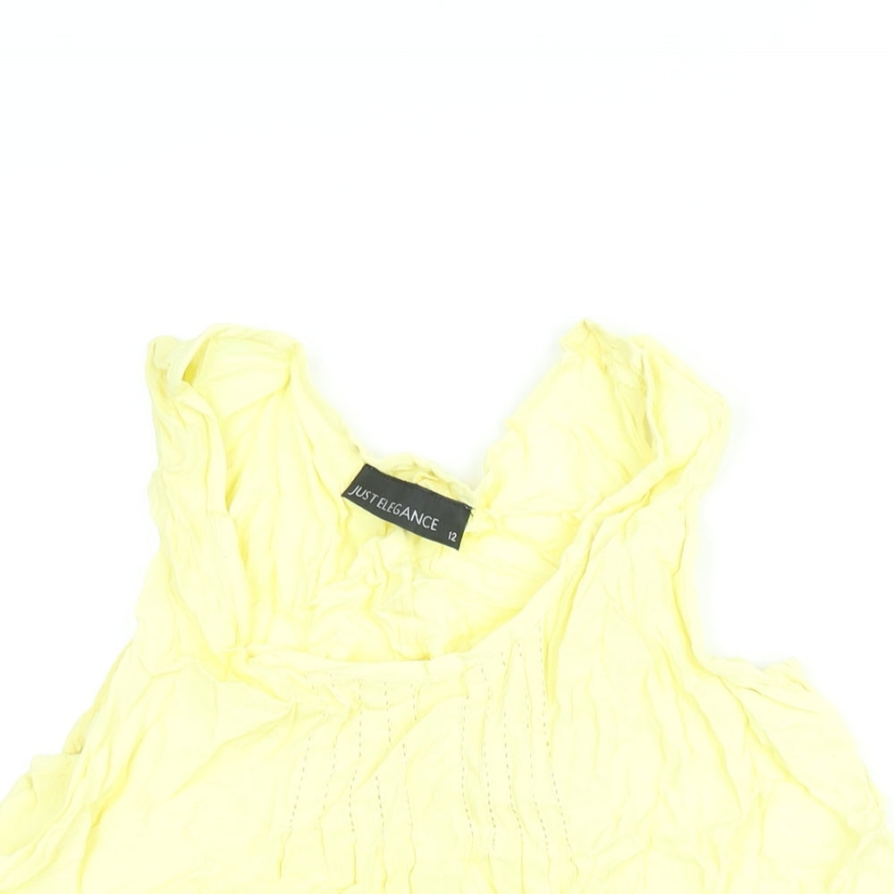 Just Elegance Womens Yellow Viscose Camisole Blouse Size 12 Scoop Neck