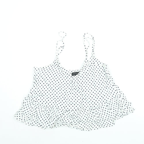 Topshop Womens White Polka Dot Viscose Camisole Blouse Size 12 Scoop Neck - Peplum