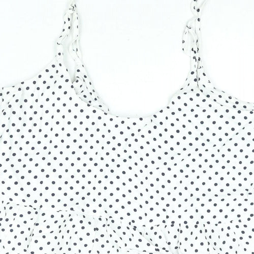 Topshop Womens White Polka Dot Viscose Camisole Blouse Size 12 Scoop Neck - Peplum