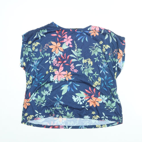 Bonmarché Womens Blue Floral Polyester Basic Blouse Size 18 Round Neck