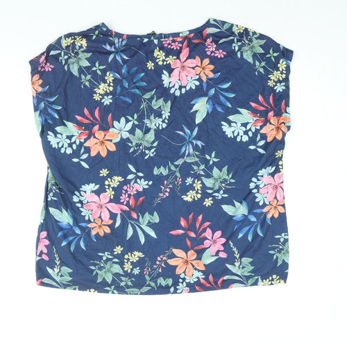 Bonmarché Womens Blue Floral Polyester Basic Blouse Size 18 Round Neck