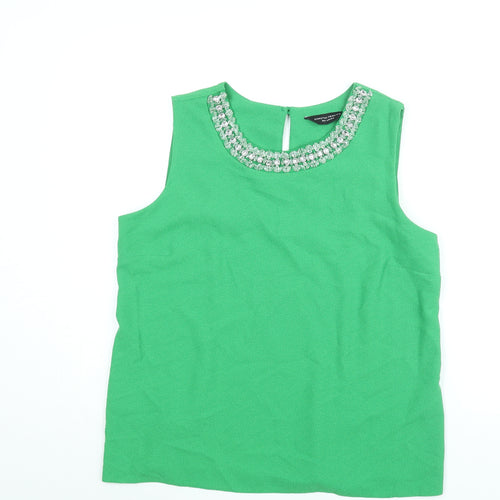 Dorothy Perkins Womens Green Polyester Camisole Blouse Size 16 Round Neck - Rhinestone Neckline