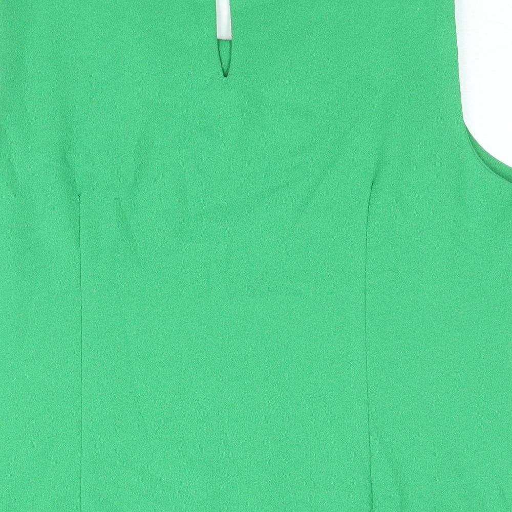 Dorothy Perkins Womens Green Polyester Camisole Blouse Size 16 Round Neck - Rhinestone Neckline