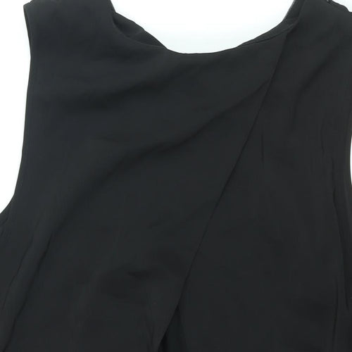 Dorothy Perkins Womens Black Polyester Camisole Blouse Size 18 Round Neck - Vented Rhinestone Neckline