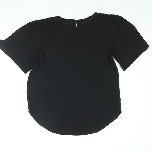 New Look Womens Black Polyester Basic Blouse Size 14 Round Neck