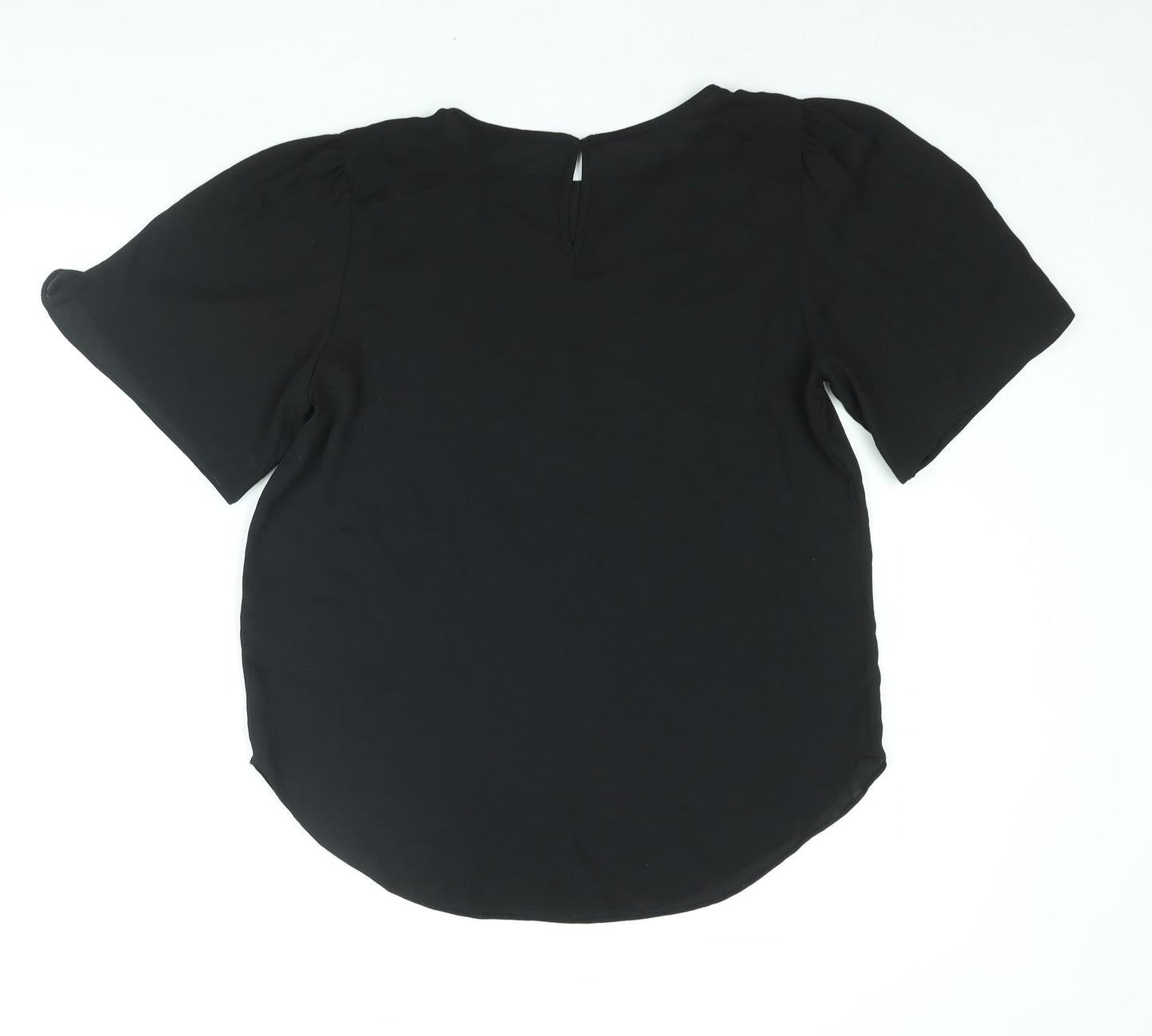 New Look Womens Black Polyester Basic Blouse Size 14 Round Neck