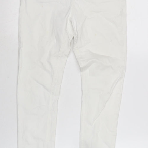 Per Una Womens White Cotton Blend Tapered Jeans Size 12 L26.5 in Regular Zip