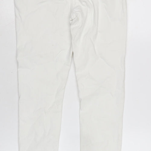 Per Una Womens White Cotton Blend Tapered Jeans Size 12 L26.5 in Regular Zip