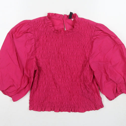 Divided by H&M Womens Pink Polyester Basic Blouse Size 10 Round Neck