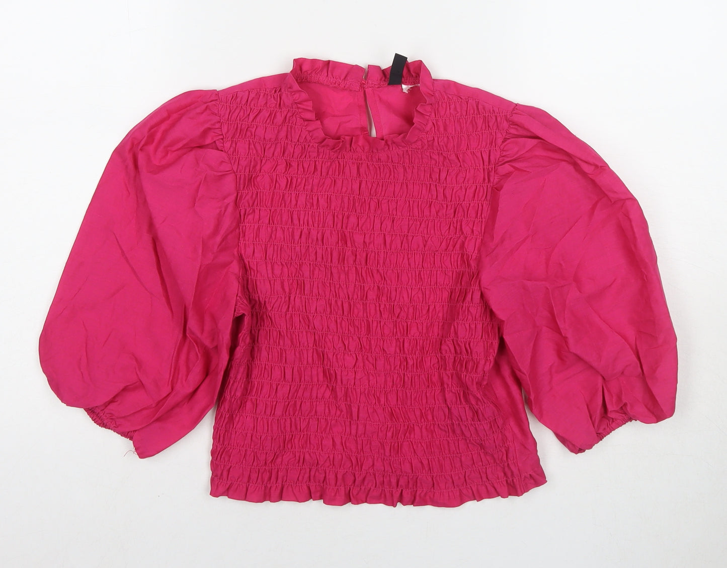 Divided by H&M Womens Pink Polyester Basic Blouse Size 10 Round Neck