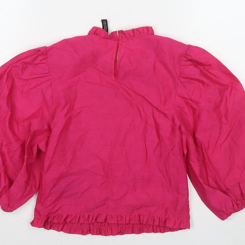 Divided by H&M Womens Pink Polyester Basic Blouse Size 10 Round Neck