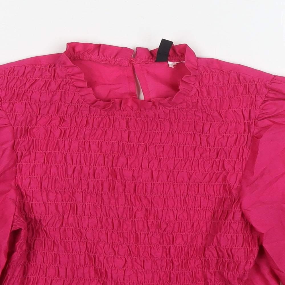 Divided by H&M Womens Pink Polyester Basic Blouse Size 10 Round Neck