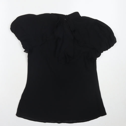 Miss Selfridge Womens Black Polyester Basic Blouse Size 10 Round Neck