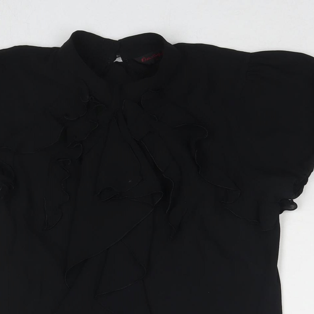 Miss Selfridge Womens Black Polyester Basic Blouse Size 10 Round Neck