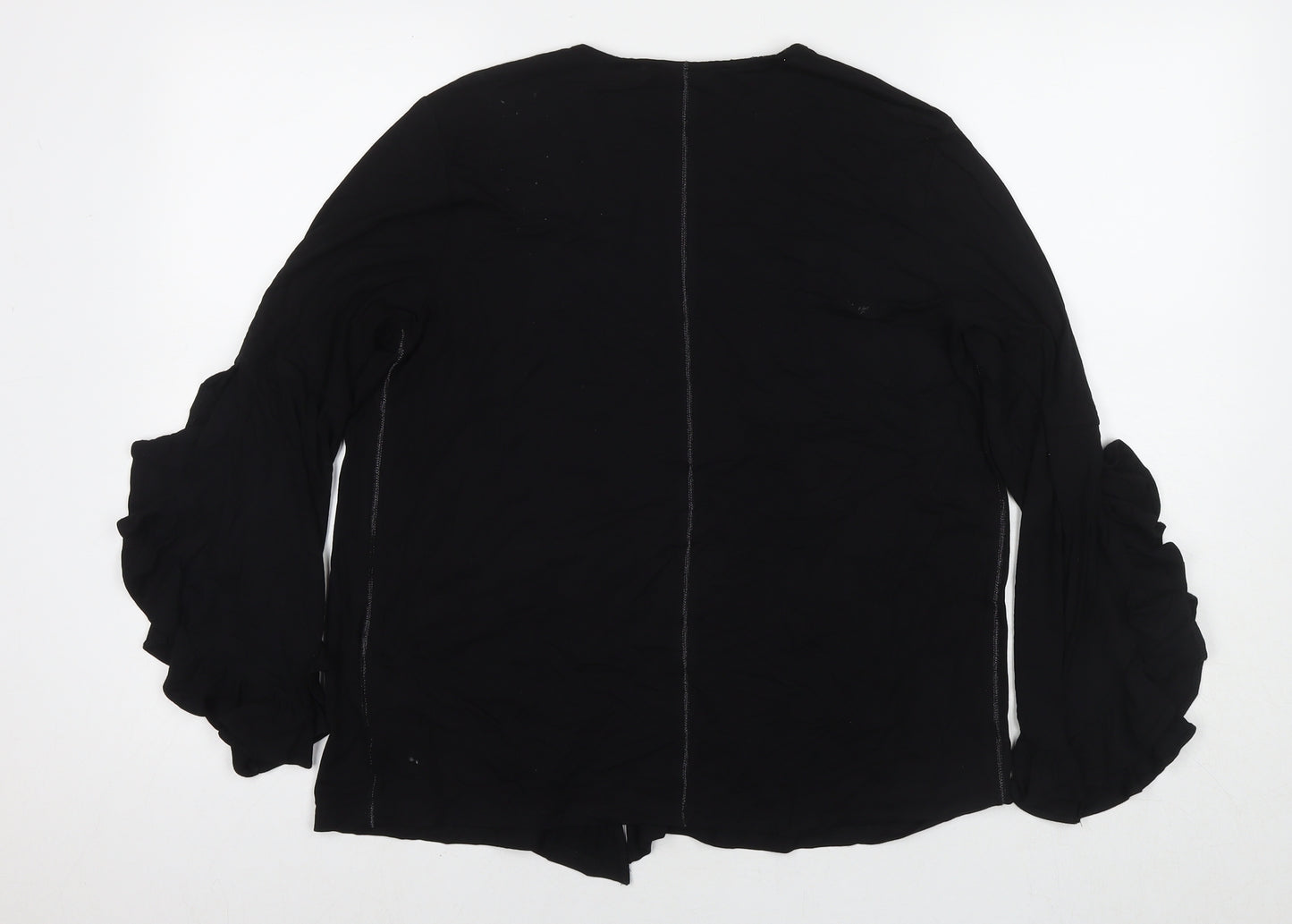 monari Womens Black Viscose Kimono Blouse Size 12 V-Neck