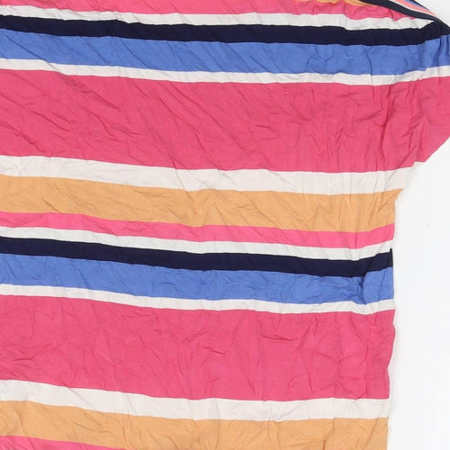 TOM TAILOR Womens Multicoloured Striped Viscose Basic T-Shirt Size L Round Neck