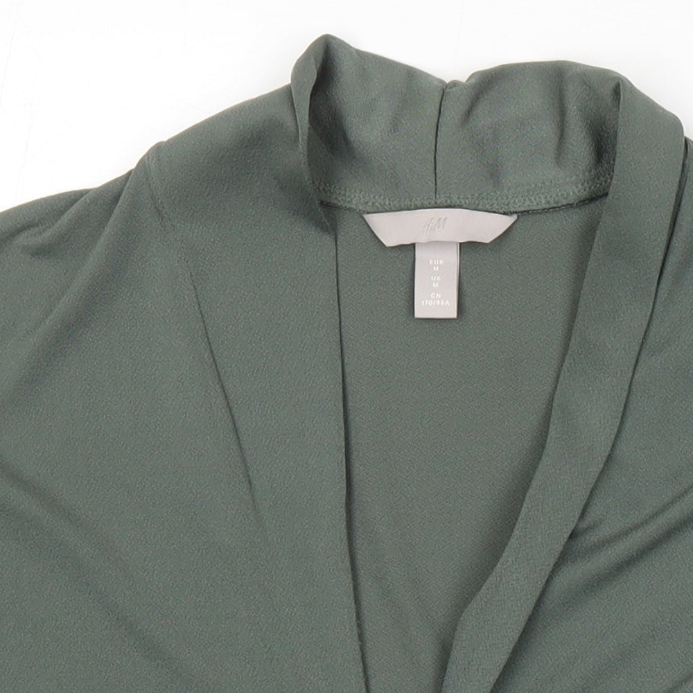 H&M Womens Green Polyester Tunic Blouse Size M V-Neck