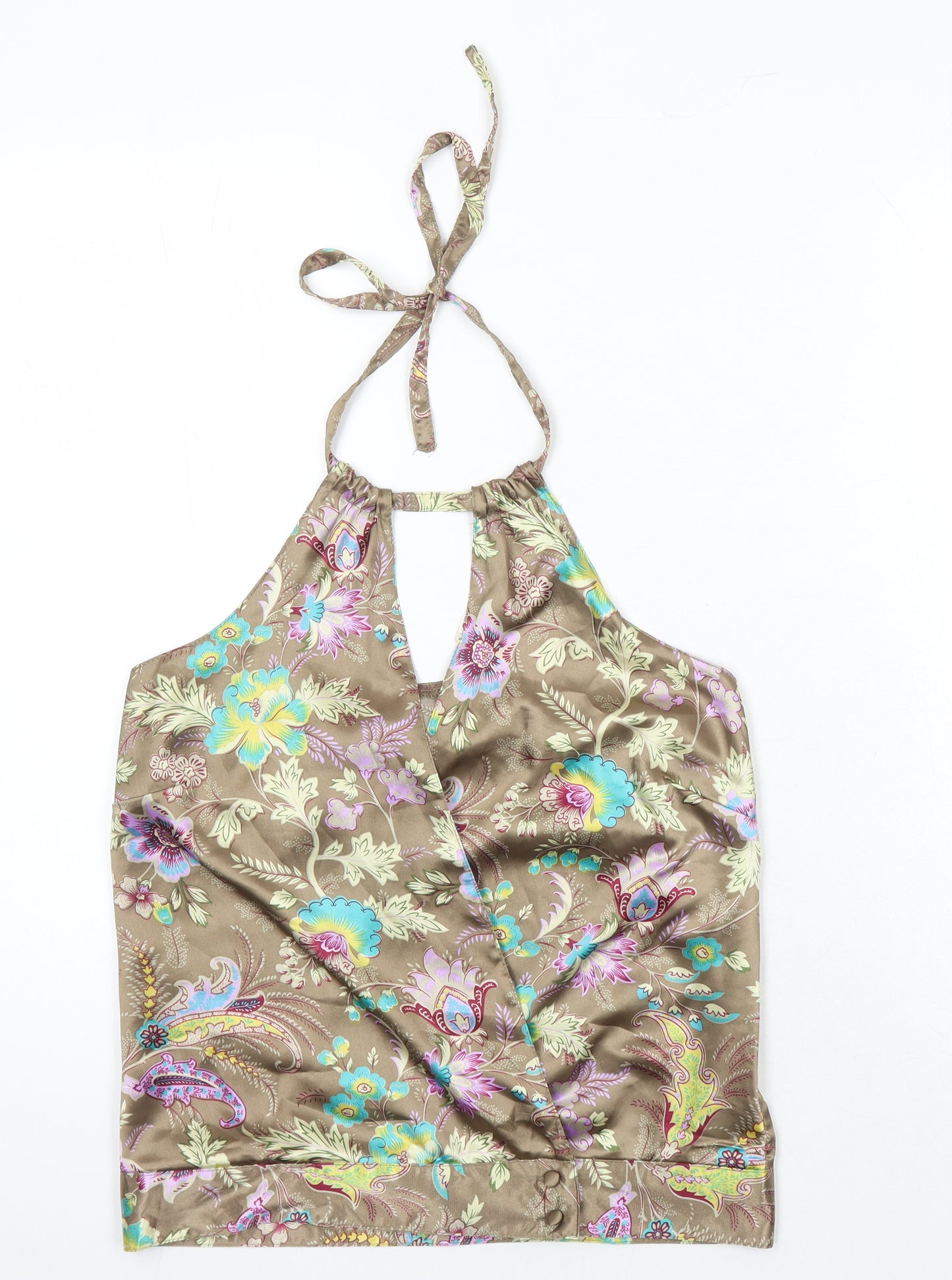 Only Womens Multicoloured Floral Polyester Cropped Blouse Size S Halter