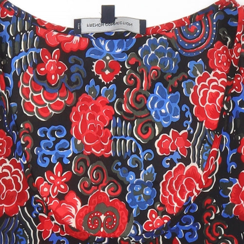 French Connection Womens Multicoloured Floral Polyester Tunic Blouse Size 10 Scoop Neck