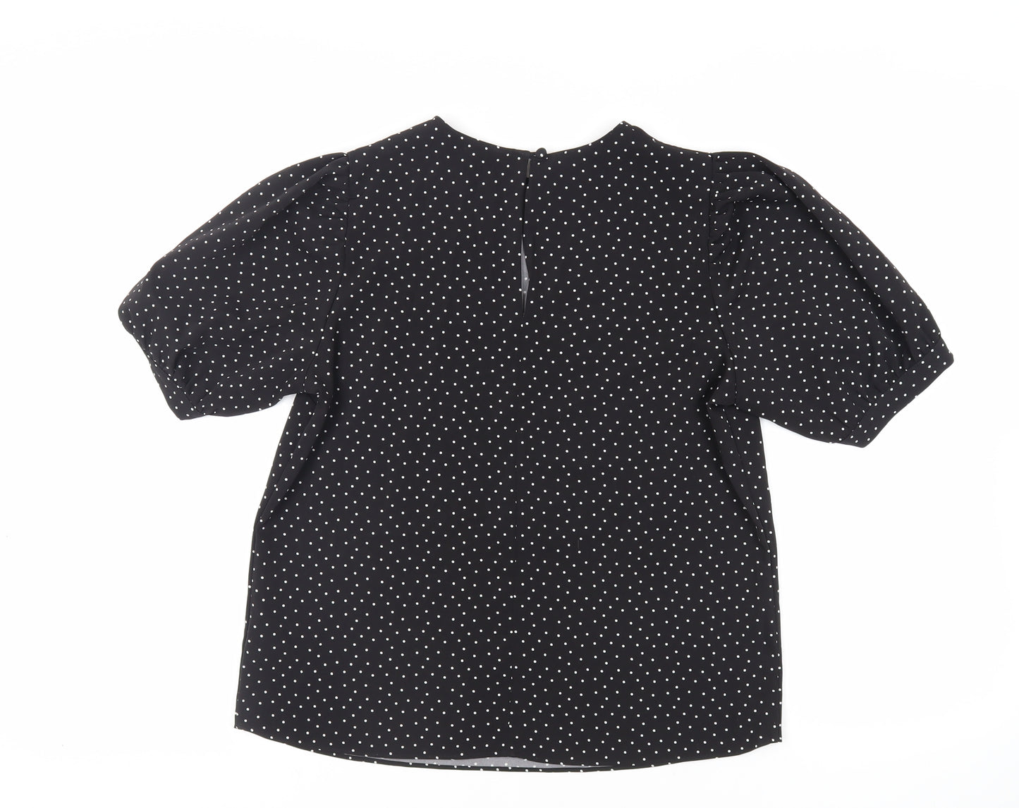 NEXT Womens Black Polka Dot Polyester Basic Blouse Size 12 Roll Neck