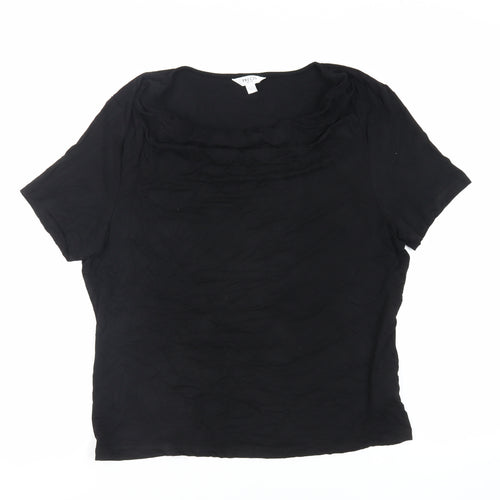 Precis Petite Womens Black Viscose Basic T-Shirt Size L Cowl Neck