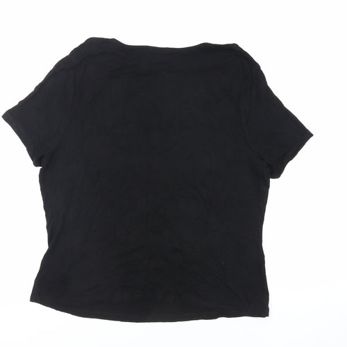 Precis Petite Womens Black Viscose Basic T-Shirt Size L Cowl Neck