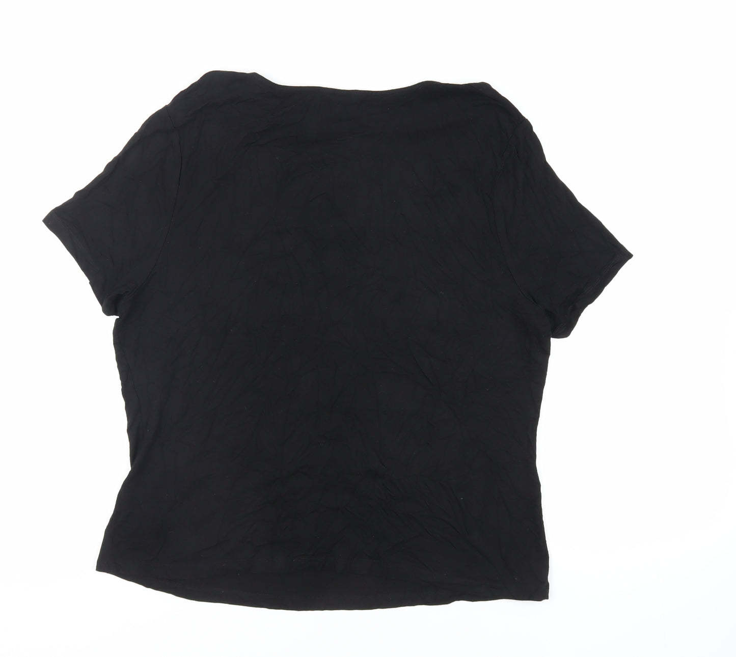 Precis Petite Womens Black Viscose Basic T-Shirt Size L Cowl Neck